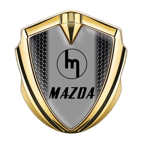 Mazda Silicon Emblem Badge Gold Dark Grate Vintage Logo Design