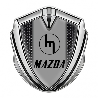 Mazda Silicon Emblem Badge Silver Dark Grate Vintage Logo Design