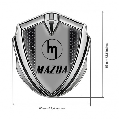 Mazda Silicon Emblem Badge Silver Dark Grate Vintage Logo Design