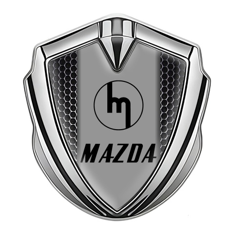 Mazda Silicon Emblem Badge Silver Dark Grate Vintage Logo Design