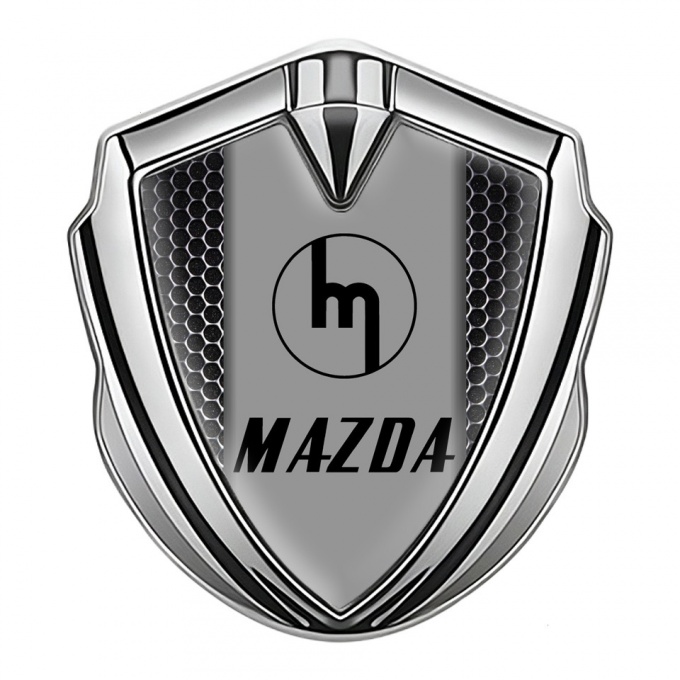 Mazda Silicon Emblem Badge Silver Dark Grate Vintage Logo Design