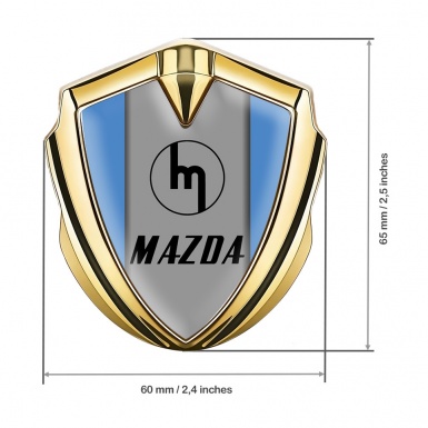 Mazda Emblem Car Badge Gold Glacial Blue Vintage Logo Edition