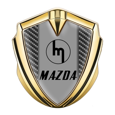 Mazda Emblem Silicon Badge Gold Dark Carbon Vintage Logo Design
