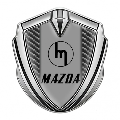 Mazda Emblem Silicon Badge Silver Dark Carbon Vintage Logo Design