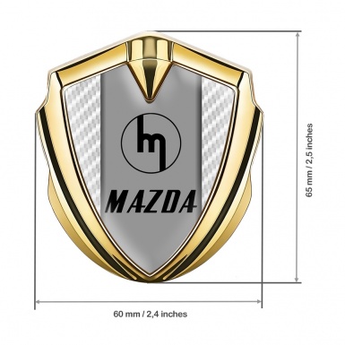 Mazda Badge Self Adhesive Gold White Carbon Vintage Logo Edition
