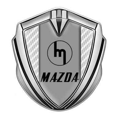 Mazda Badge Self Adhesive Silver White Carbon Vintage Logo Edition