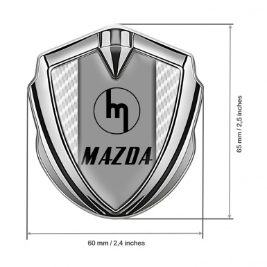 Mazda Badge Self Adhesive Silver White Carbon Vintage Logo Edition
