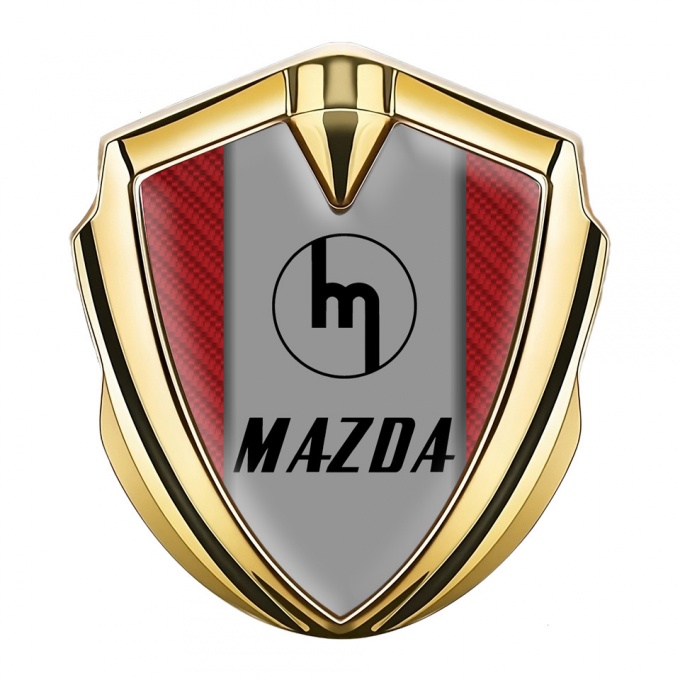 Mazda Emblem Fender Badge Gold Red Carbon Vintage Logo Edition