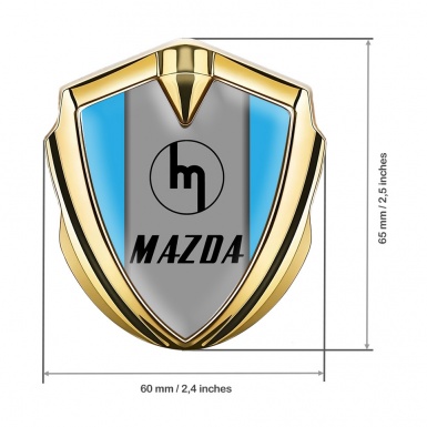 Mazda Fender Emblem Badge Gold Sky Blue Frame Vintage Logo