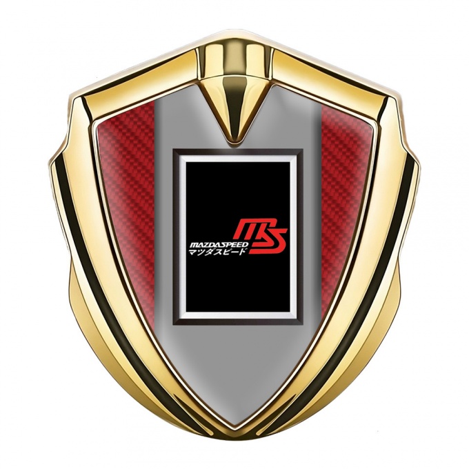 Mazda Speed Emblem Self Adhesive Gold Red Carbon Japanese Style