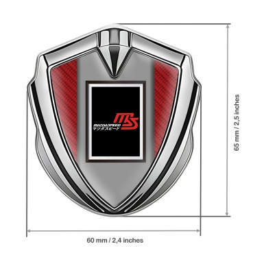 Mazda Speed Emblem Self Adhesive Silver Red Carbon Japanese Style