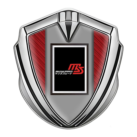 Mazda Speed Emblem Self Adhesive Silver Red Carbon Japanese Style