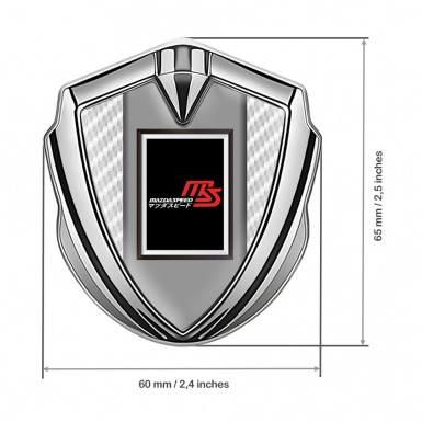 Mazda Speed Metal Emblem Badge Silver White Carbon Japanese Style