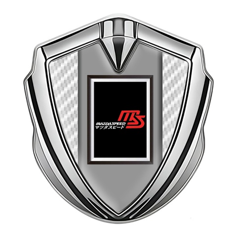 Mazda Speed Metal Emblem Badge Silver White Carbon Japanese Style