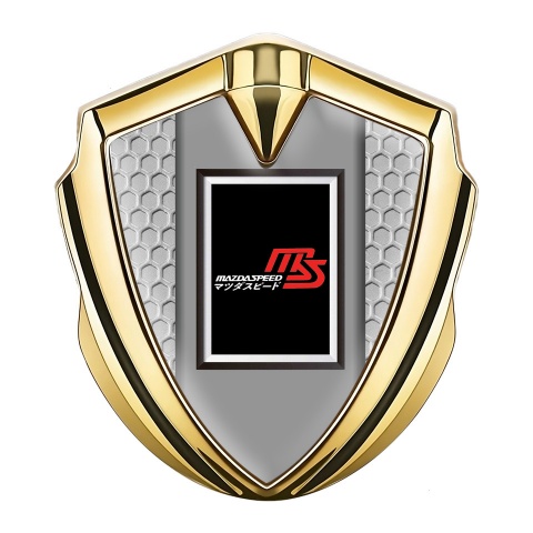 Mazda Speed Domed Emblem Badge Gold Honeycomb Japanese Style