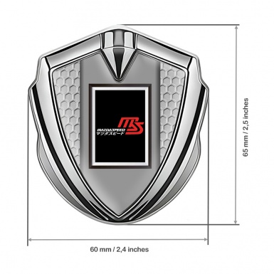 Mazda Speed Domed Emblem Badge Silver Honeycomb Japanese Style