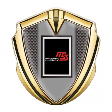 Mazda Speed Bodyside Domed Emblem Gold Grey Carbon Japanese Motif