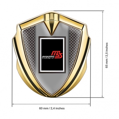 Mazda Speed Bodyside Domed Emblem Gold Grey Carbon Japanese Motif