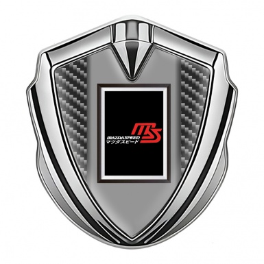 Mazda Speed Emblem Metal Badge Silver Dark Carbon Japanese Motif