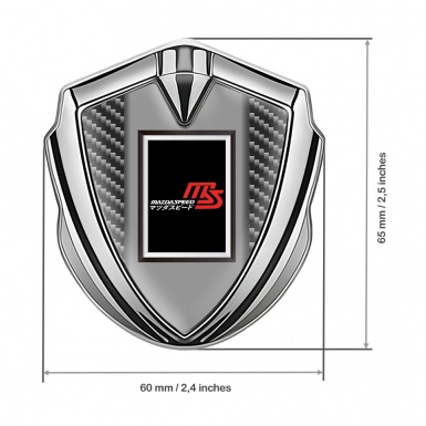 Mazda Speed Emblem Metal Badge Silver Dark Carbon Japanese Motif