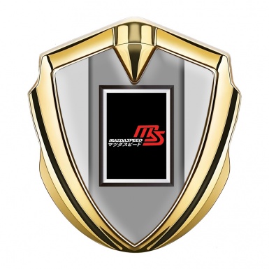 Mazda Speed 3d Emblem Badge Gold Grey Frame Japanese Logo