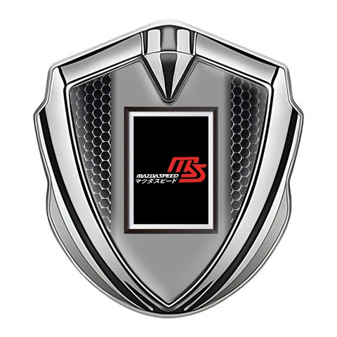 Mazda Speed Silicon Emblem Badge Silver Dark Mesh Japanese Design