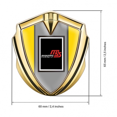 Mazda Speed Emblem Silicon Badge Gold Yellow Frame Japanese Design