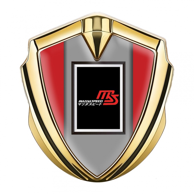 Mazda Speed Metal Domed Emblem Gold Red Frame Japanese Design