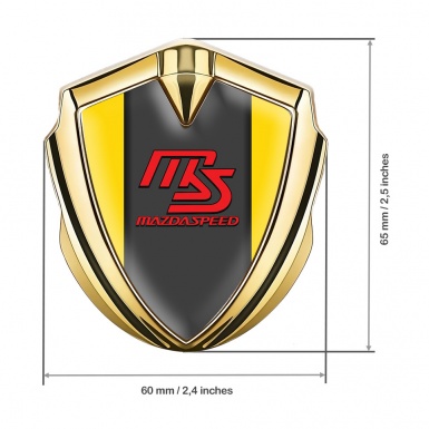Mazda Speed Domed Emblem Badge Gold Yellow Frame Sport Edition