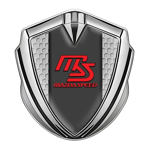 Mazda Speed Metal Domed Emblem Silver Honeycomb Frame Sport Edition