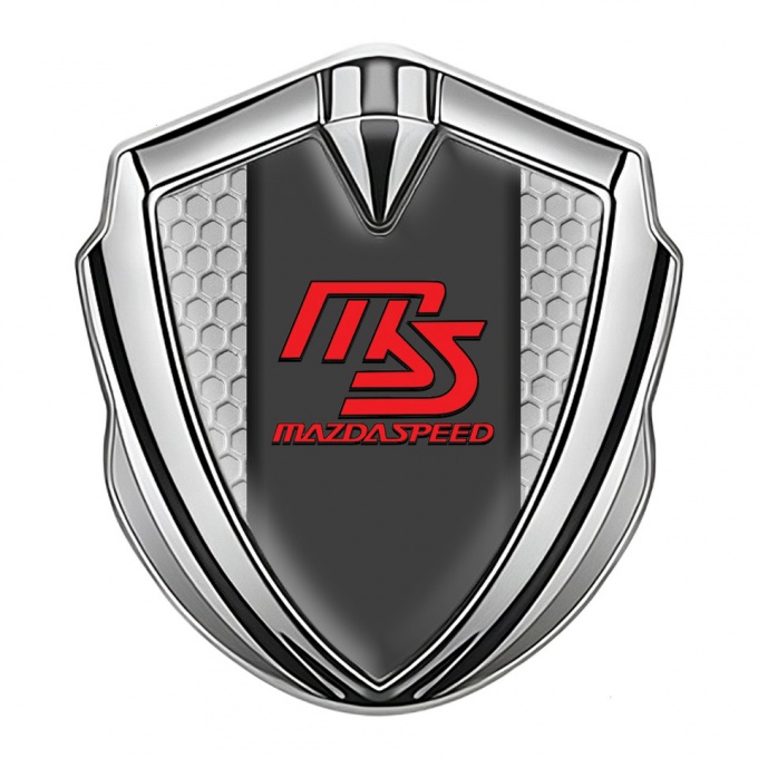 Mazda Speed Metal Domed Emblem Silver Honeycomb Frame Sport Edition