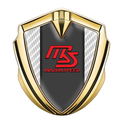 Mazda Speed Metal Domed Emblem Gold White Carbon Sport Edition