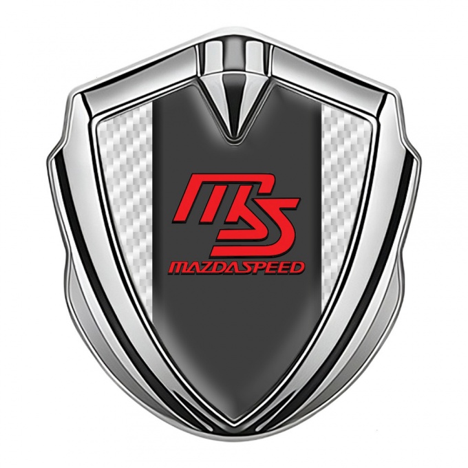 Mazda Speed Metal Domed Emblem Silver White Carbon Sport Edition