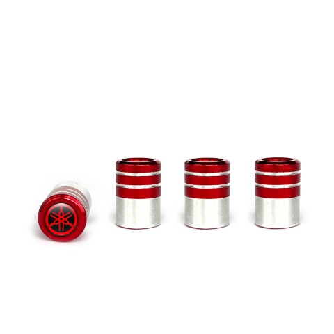 Yamaha Valve Steam Caps Red - Aluminium 4 pcs Black Red Logo