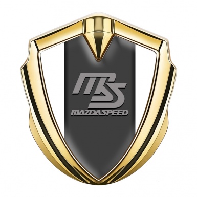 Mazda Speed Emblem Self Adhesive Gold White Frame Sport Grey Logo