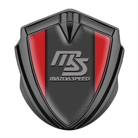 Mazda Speed Metal Emblem Badge Graphite Crimson Frame Sport Grey Logo