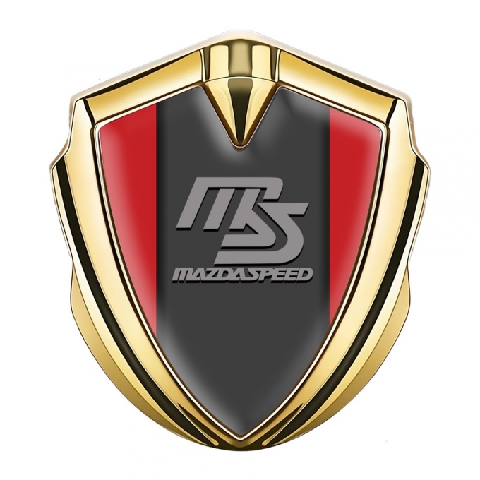 Mazda Speed Metal Emblem Badge Gold Crimson Frame Sport Grey Logo