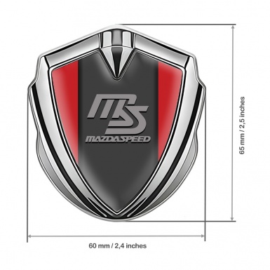 Mazda Speed Metal Emblem Badge Silver Crimson Frame Sport Grey Logo