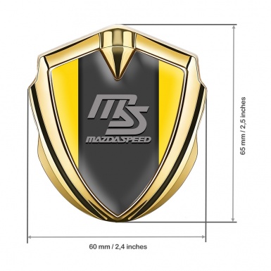 Mazda Speed Metal Emblem Badge Gold Yellow Frame Sport Grey Logo