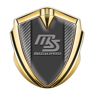 Mazda Speed Domed Emblem Badge Gold Light Carbon Sport Grey Logo