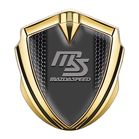 Mazda Speed Emblem Ornament Badge Gold Dark Grate Sport Grey Logo