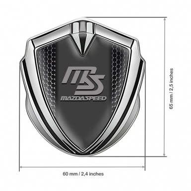 Mazda Speed Emblem Ornament Badge Silver Dark Grate Sport Grey Logo