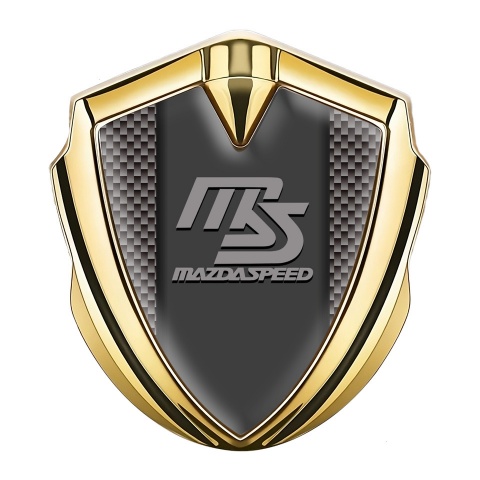 Mazda Speed Emblem Car Badge Gold Carbon Fiber Sport Grey Logo