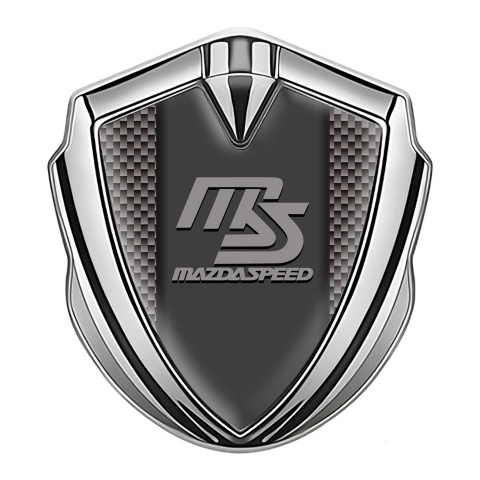 Mazda Speed Emblem Car Badge Silver Carbon Fiber Sport Grey Logo