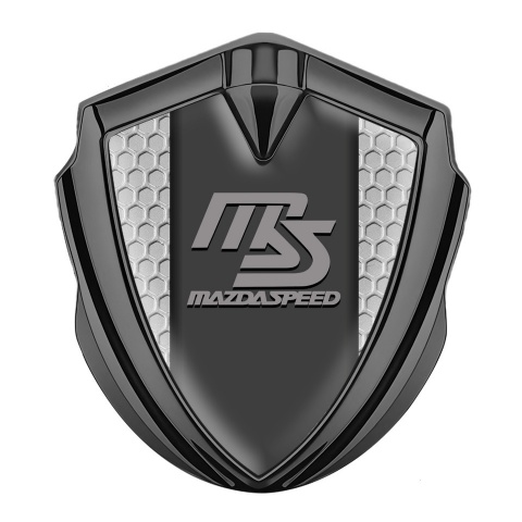 Mazda Speed Emblem Silicon Badge Graphite Honeycomb Sport Grey Logo