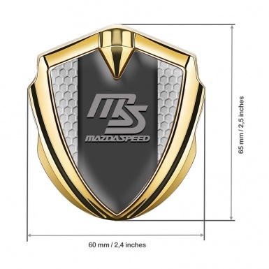 Mazda Speed Emblem Silicon Badge Gold Honeycomb Sport Grey Logo
