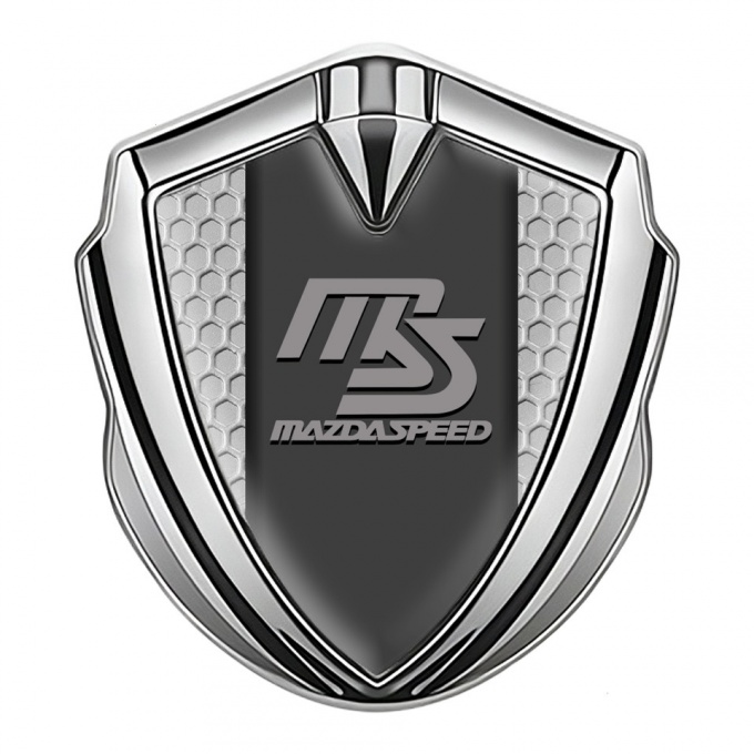 Mazda Speed Emblem Silicon Badge Silver Honeycomb Sport Grey Logo