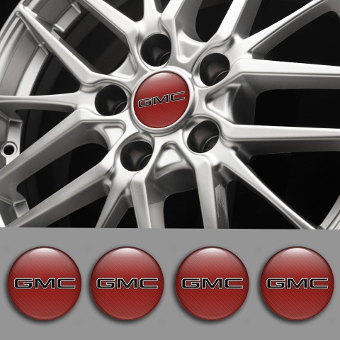 GMC Silicone Emblems for Wheel Center Caps Red Carbon Edition