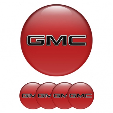 GMC Domed Stickers for Wheel Center Caps Red Edition