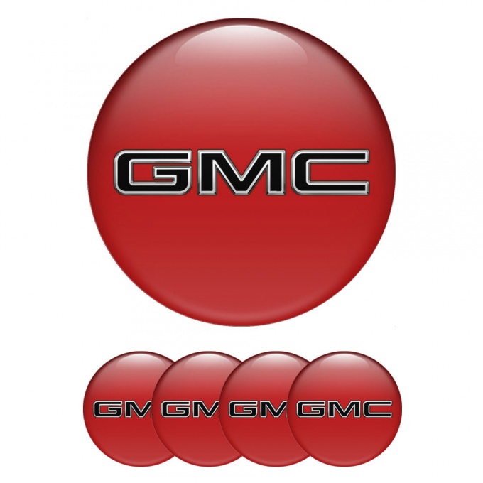 GMC Domed Stickers for Wheel Center Caps Red Edition